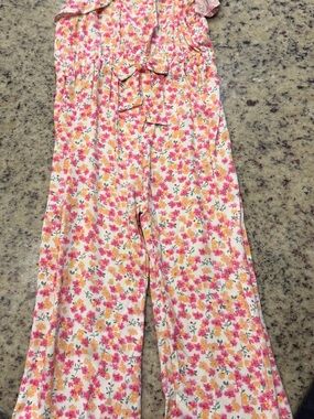 Jessica Simpson Floral Pink & Yellow Girls' Jumpsuit